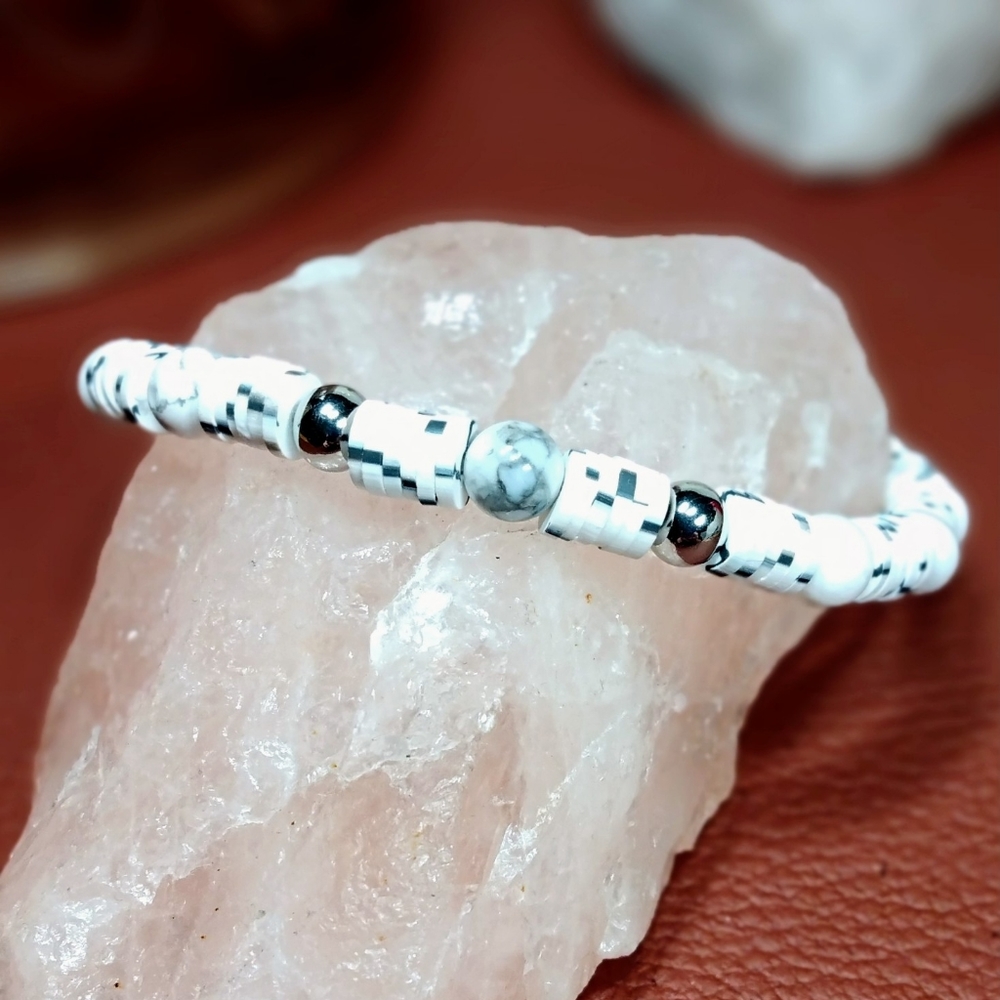 White Howlite Heishi bead bracelet